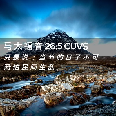 Picture 02 - 马 太 福 音 26:5 CUVS - 只 是 说 ： 当 节 的 日 子 不 可 ， - Bible Verse Picture