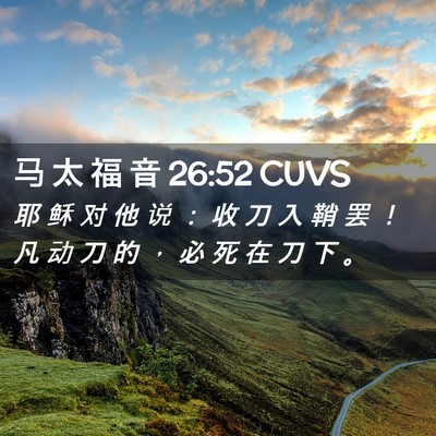 Picture 02 - 马 太 福 音 26:52 CUVS - 耶 稣 对 他 说 ： 收 刀 入 鞘 罢 ！ - Bible Verse Picture