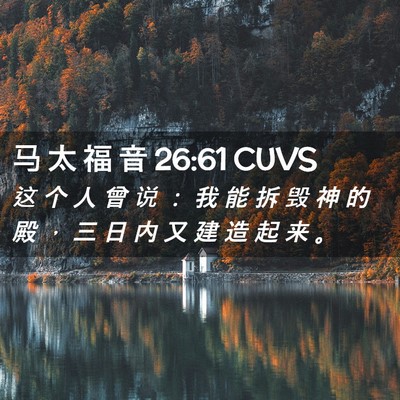 Picture 02 - 马 太 福 音 26:61 CUVS - 这 个 人 曾 说 ： 我 能 拆 毁 神 的 - Bible Verse Picture