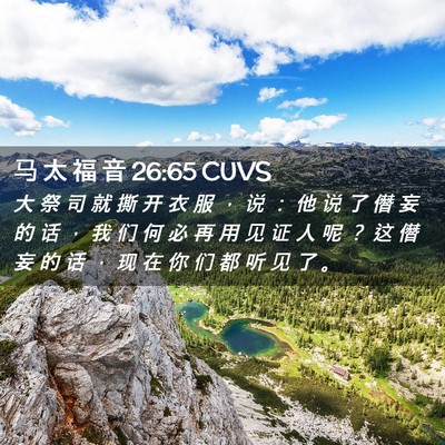 Picture 02 - 马 太 福 音 26:65 CUVS - 大 祭 司 就 撕 开 衣 服 ， 说 ： 他 - Bible Verse Picture