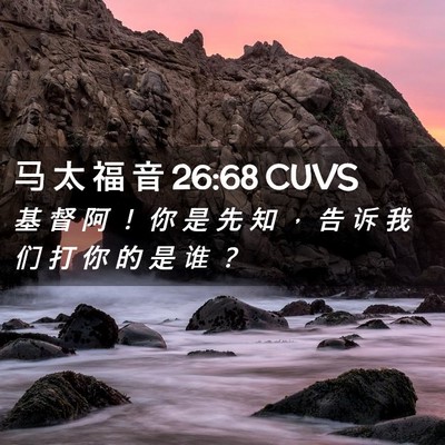 Picture 02 - 马 太 福 音 26:68 CUVS - 基 督 阿 ！ 你 是 先 知 ， 告 诉 我 - Bible Verse Picture