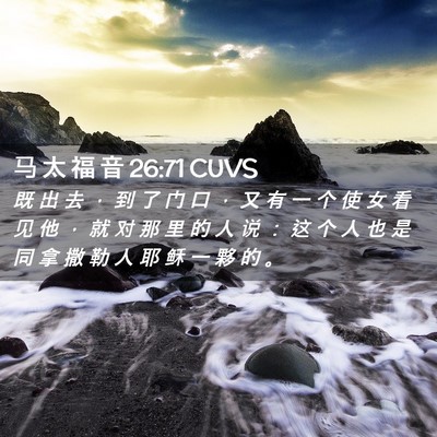 Picture 02 - 马 太 福 音 26:71 CUVS - 既 出 去 ， 到 了 门 口 ， 又 有 一 - Bible Verse Picture