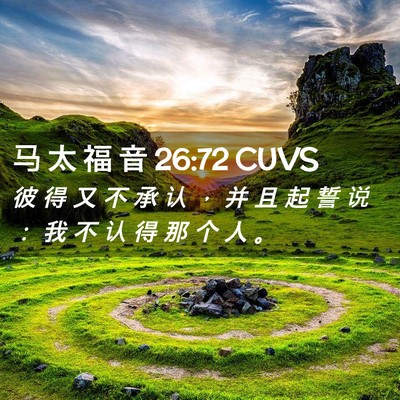 Picture 02 - 马 太 福 音 26:72 CUVS - 彼 得 又 不 承 认 ， 并 且 起 誓 说 - Bible Verse Picture