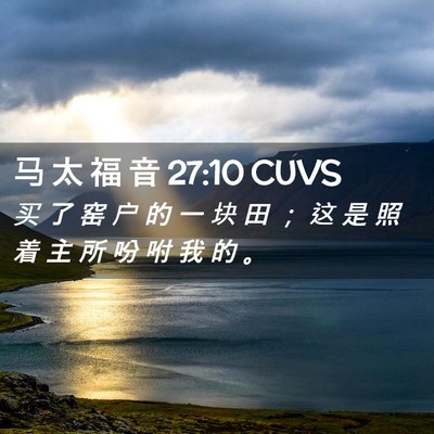 Picture 02 - 马 太 福 音 27:10 CUVS - 买 了 窑 户 的 一 块 田 ； 这 是 照 - Bible Verse Picture