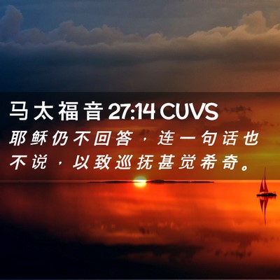 Picture 02 - 马 太 福 音 27:14 CUVS - 耶 稣 仍 不 回 答 ， 连 一 句 话 也 - Bible Verse Picture