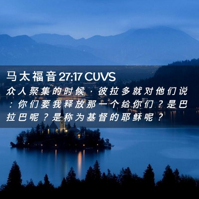 Picture 02 - 马 太 福 音 27:17 CUVS - 众 人 聚 集 的 时 候 ， 彼 拉 多 就 - Bible Verse Picture