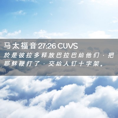 Picture 02 - 马 太 福 音 27:26 CUVS - 於 是 彼 拉 多 释 放 巴 拉 巴 给 他 - Bible Verse Picture