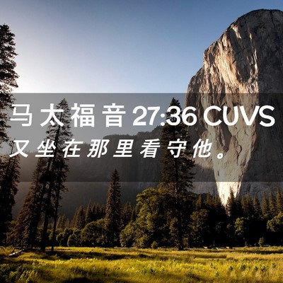 Picture 02 - 马 太 福 音 27:36 CUVS - 又 坐 在 那 里 看 守 他 - Bible Verse Picture