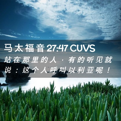 Picture 02 - 马 太 福 音 27:47 CUVS - 站 在 那 里 的 人 ， 有 的 听 见 就 - Bible Verse Picture