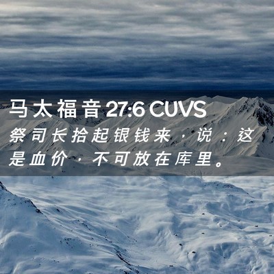 Picture 02 - 马 太 福 音 27:6 CUVS - 祭 司 长 拾 起 银 钱 来 ， 说 ： 这 - Bible Verse Picture