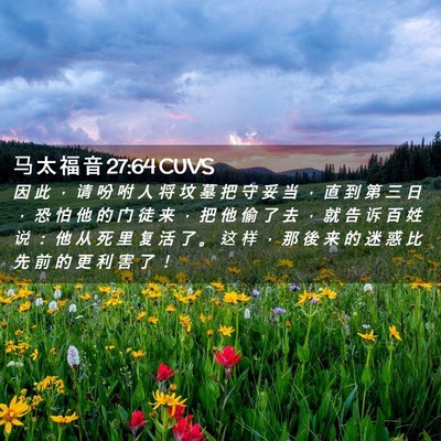 Picture 02 - 马 太 福 音 27:64 CUVS - 因 此 ， 请 吩 咐 人 将 坟 墓 把 守 - Bible Verse Picture