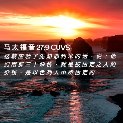 Picture 02 - 马 太 福 音 27:9 CUVS - 这 就 应 验 了 先 知 耶 利 米 的 话 - Bible Verse Picture