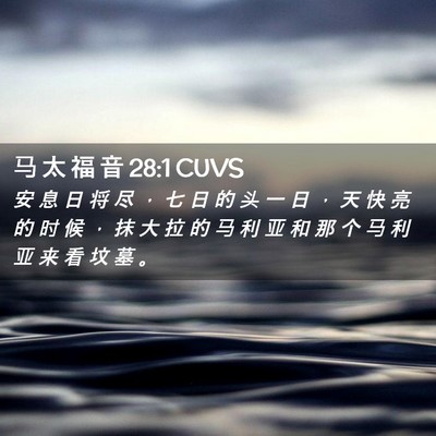 Picture 02 - 马 太 福 音 28:1 CUVS - 安 息 日 将 尽 ， 七 日 的 头 一 日 - Bible Verse Picture
