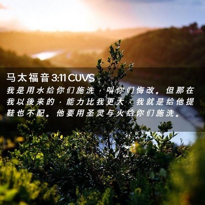 Picture 02 - 马 太 福 音 3:11 CUVS - 我 是 用 水 给 你 们 施 洗 ， 叫 你 - Bible Verse Picture