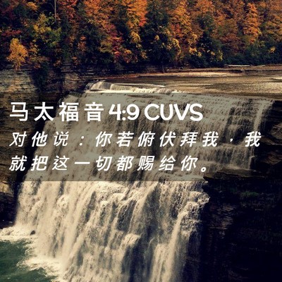 Picture 02 - 马 太 福 音 4:9 CUVS - 对 他 说 ： 你 若 俯 伏 拜 我 ， 我 - Bible Verse Picture