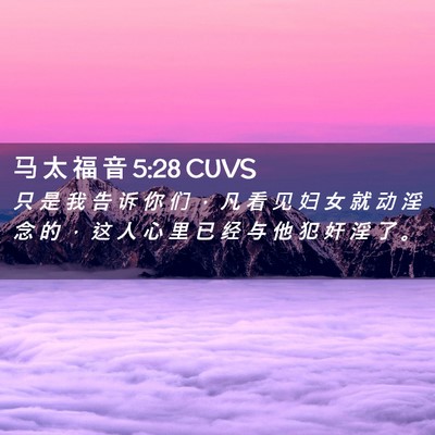 Picture 02 - 马 太 福 音 5:28 CUVS - 只 是 我 告 诉 你 们 ， 凡 看 见 妇 - Bible Verse Picture