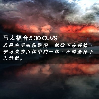 Picture 02 - 马 太 福 音 5:30 CUVS - 若 是 右 手 叫 你 跌 倒 ， 就 砍 下 - Bible Verse Picture