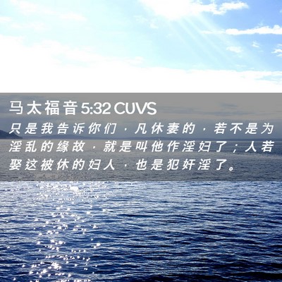 Picture 02 - 马 太 福 音 5:32 CUVS - 只 是 我 告 诉 你 们 ， 凡 休 妻 的 - Bible Verse Picture