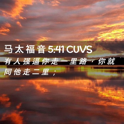 Picture 02 - 马 太 福 音 5:41 CUVS - 有 人 强 逼 你 走 一 里 路 ， 你 就 - Bible Verse Picture
