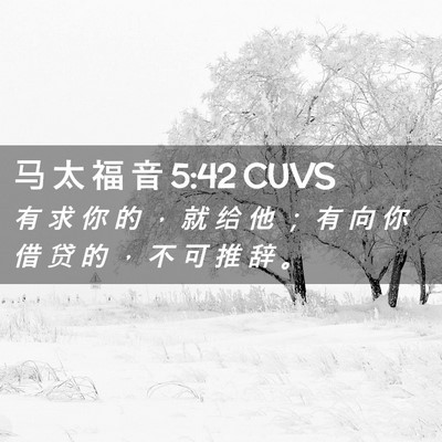 Picture 02 - 马 太 福 音 5:42 CUVS - 有 求 你 的 ， 就 给 他 ； 有 向 你 - Bible Verse Picture