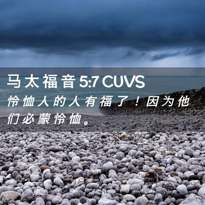 Picture 02 - 马 太 福 音 5:7 CUVS - 怜 恤 人 的 人 有 福 了 ！ 因 为 他 - Bible Verse Picture