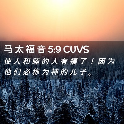 Picture 02 - 马 太 福 音 5:9 CUVS - 使 人 和 睦 的 人 有 福 了 ！ 因 为 - Bible Verse Picture
