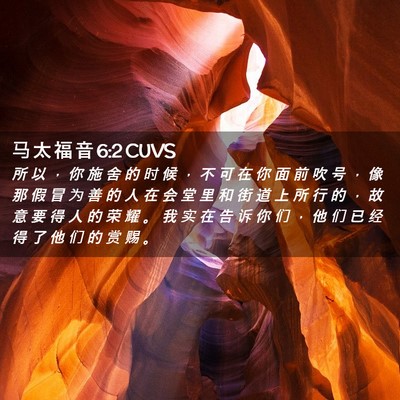 Picture 02 - 马 太 福 音 6:2 CUVS - 所 以 ， 你 施 舍 的 时 候 ， 不 可 - Bible Verse Picture