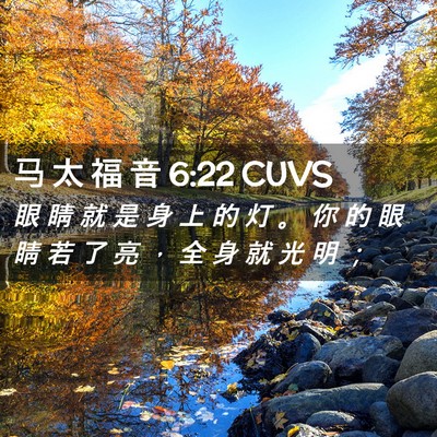 Picture 02 - 马 太 福 音 6:22 CUVS - 眼 睛 就 是 身 上 的 灯 。 你 的 眼 - Bible Verse Picture