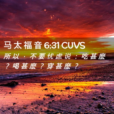 Picture 02 - 马 太 福 音 6:31 CUVS - 所 以 ， 不 要 忧 虑 说 ： 吃 甚 麽 - Bible Verse Picture