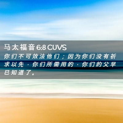 Picture 02 - 马 太 福 音 6:8 CUVS - 你 们 不 可 效 法 他 们 ； 因 为 你 - Bible Verse Picture
