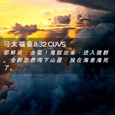 Picture 02 - 马 太 福 音 8:32 CUVS - 耶 稣 说 ： 去 罢 ！ 鬼 就 出 来 ， - Bible Verse Picture