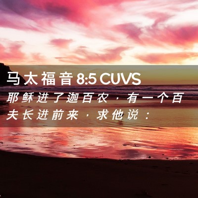 Picture 02 - 马 太 福 音 8:5 CUVS - 耶 稣 进 了 迦 百 农 ， 有 一 个 百 - Bible Verse Picture