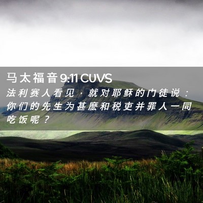 Picture 02 - 马 太 福 音 9:11 CUVS - 法 利 赛 人 看 见 ， 就 对 耶 稣 的 - Bible Verse Picture