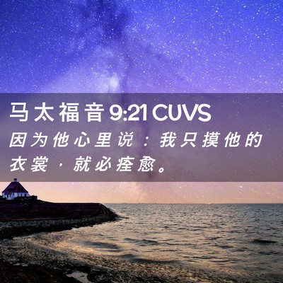 Picture 02 - 马 太 福 音 9:21 CUVS - 因 为 他 心 里 说 ： 我 只 摸 他 的 - Bible Verse Picture