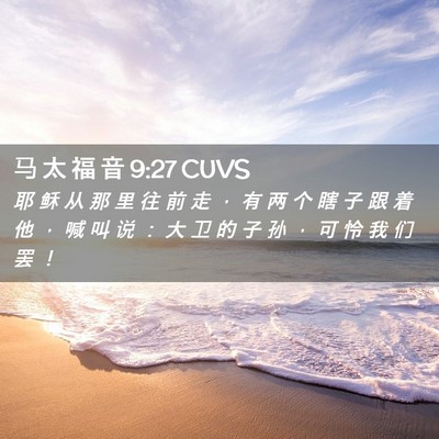 Picture 02 - 马 太 福 音 9:27 CUVS - 耶 稣 从 那 里 往 前 走 ， 有 两 个 - Bible Verse Picture