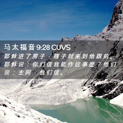 Picture 02 - 马 太 福 音 9:28 CUVS - 耶 稣 进 了 房 子 ， 瞎 子 就 来 到 - Bible Verse Picture