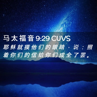 Picture 02 - 马 太 福 音 9:29 CUVS - 耶 稣 就 摸 他 们 的 眼 睛 ， 说 ： - Bible Verse Picture