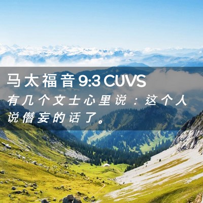 Picture 02 - 马 太 福 音 9:3 CUVS - 有 几 个 文 士 心 里 说 ： 这 个 人 - Bible Verse Picture