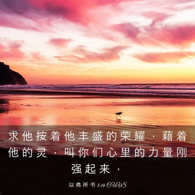 Picture 03 - 以 弗 所 书 3:16 CUVS - 求 他 按 着 他 丰 盛 的 荣 耀 ， 藉 - Bible Verse Picture