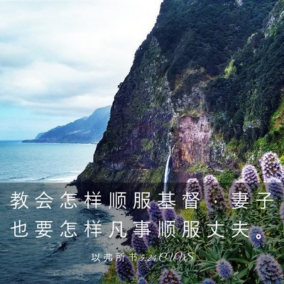 Picture 03 - 以 弗 所 书 5:24 CUVS - 教 会 怎 样 顺 服 基 督 ， 妻 子 也 - Bible Verse Picture