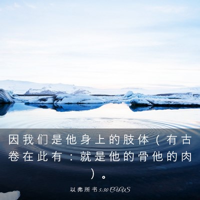 Picture 03 - 以 弗 所 书 5:30 CUVS - 因 我 们 是 他 身 上 的 肢 体 （ 有 - Bible Verse Picture