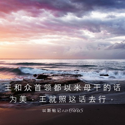 Picture 03 - 以 斯 帖 记 1:21 CUVS - 王 和 众 首 领 都 以 米 母 干 的 话 - Bible Verse Picture