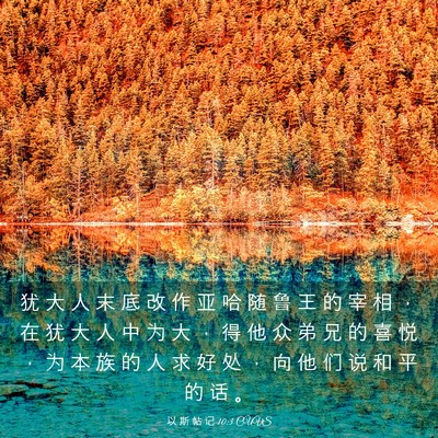 Picture 03 - 以 斯 帖 记 10:3 CUVS - 犹 大 人 末 底 改 作 亚 哈 随 鲁 王 - Bible Verse Picture