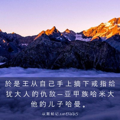 Picture 03 - 以 斯 帖 记 3:10 CUVS - 於 是 王 从 自 己 手 上 摘 下 戒 指 - Bible Verse Picture