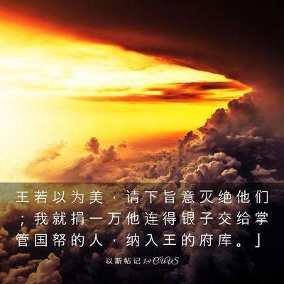 Picture 03 - 以 斯 帖 记 3:9 CUVS - 王 若 以 为 美 ， 请 下 旨 意 灭 绝 - Bible Verse Picture