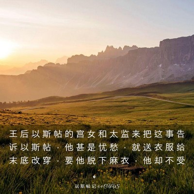 Picture 03 - 以 斯 帖 记 4:4 CUVS - 王 后 以 斯 帖 的 宫 女 和 太 监 来 - Bible Verse Picture