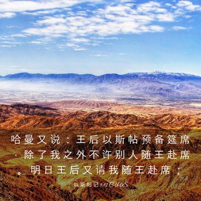 Picture 03 - 以 斯 帖 记 5:12 CUVS - 哈 曼 又 说 ： 王 后 以 斯 帖 预 备 - Bible Verse Picture