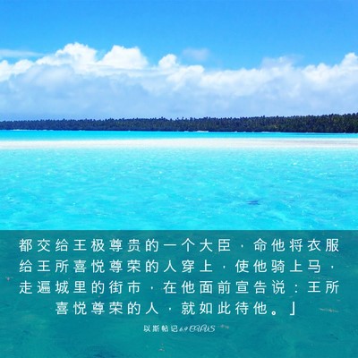 Picture 03 - 以 斯 帖 记 6:9 CUVS - 都 交 给 王 极 尊 贵 的 一 个 大 臣 - Bible Verse Picture