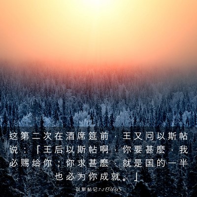 Picture 03 - 以 斯 帖 记 7:2 CUVS - 这 第 二 次 在 酒 席 筵 前 ， 王 又 - Bible Verse Picture