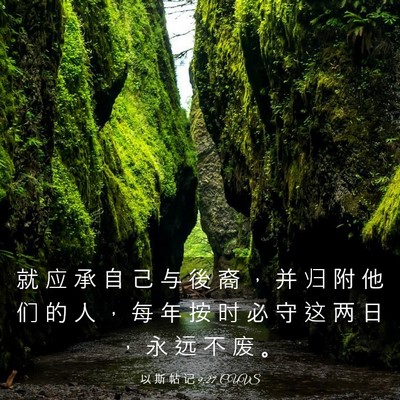Picture 03 - 以 斯 帖 记 9:27 CUVS - 就 应 承 自 己 与 後 裔 ， 并 归 附 - Bible Verse Picture